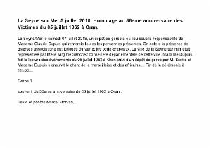 2018 07 05 A LA SEYNE SUR MER HOMMAGE AU MASSACRE DU 5 07 1962 A ORAN PAR MARCEL MORVAN